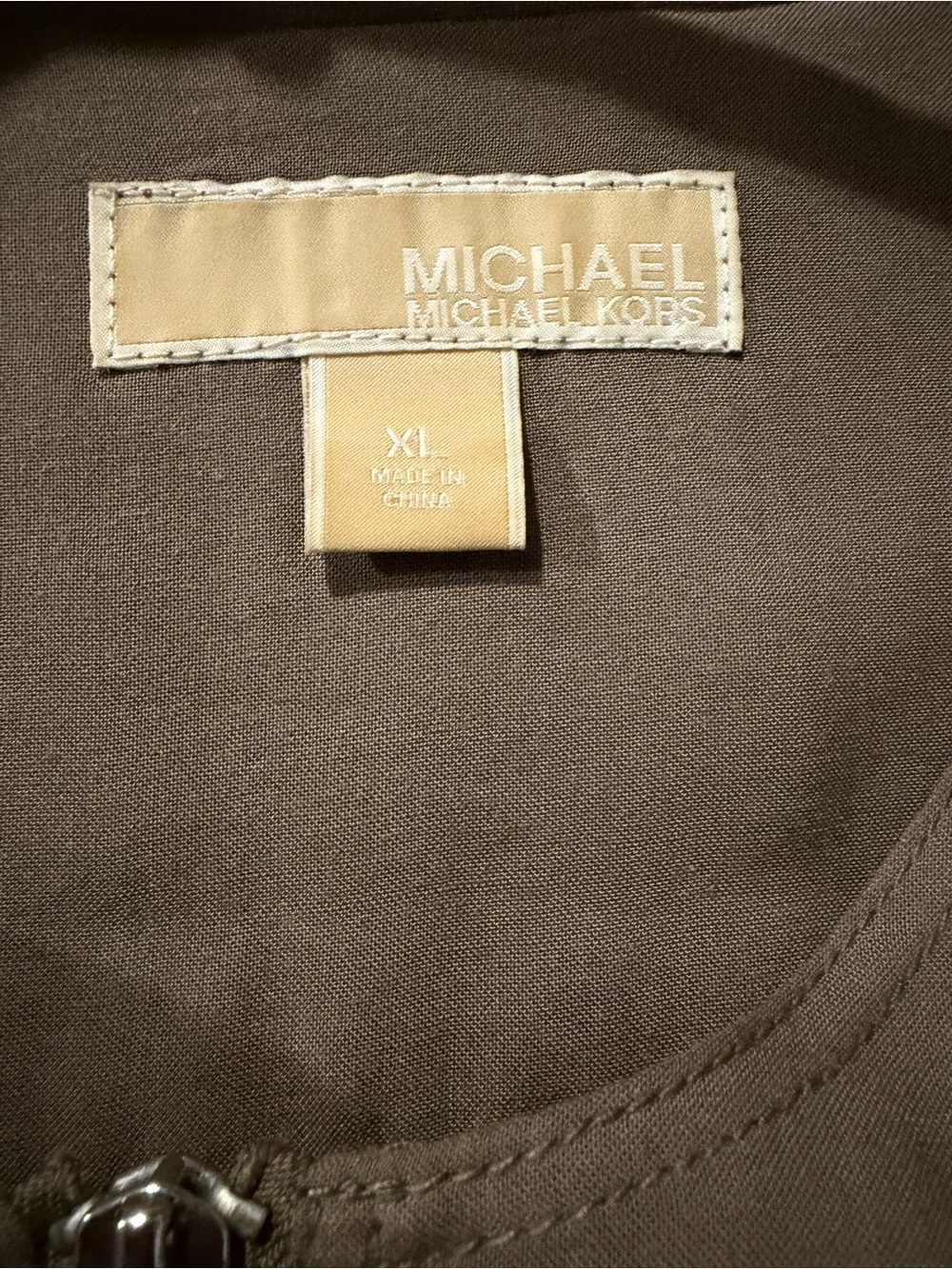 Michael Kors Olive-Taupe Utility Zip Jumpsuit - Picture 2 of 2